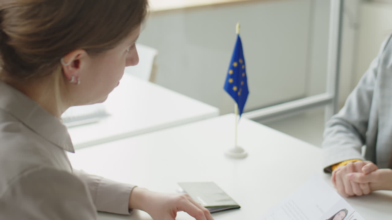 Riunione di lavoro o colloquio - Bandiera dell'UE