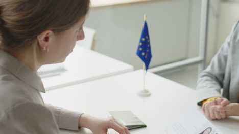 business meeting or interview - eu flag