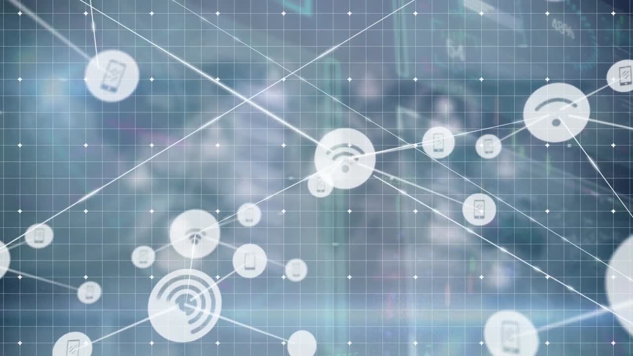 데이터 처리에 대한 아이콘으로 연결 네트워크의 애니메이션