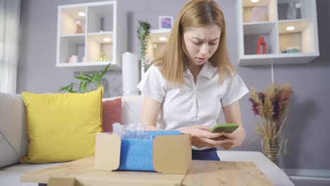 the woman is opening the cargo box. wrong order, shipping.