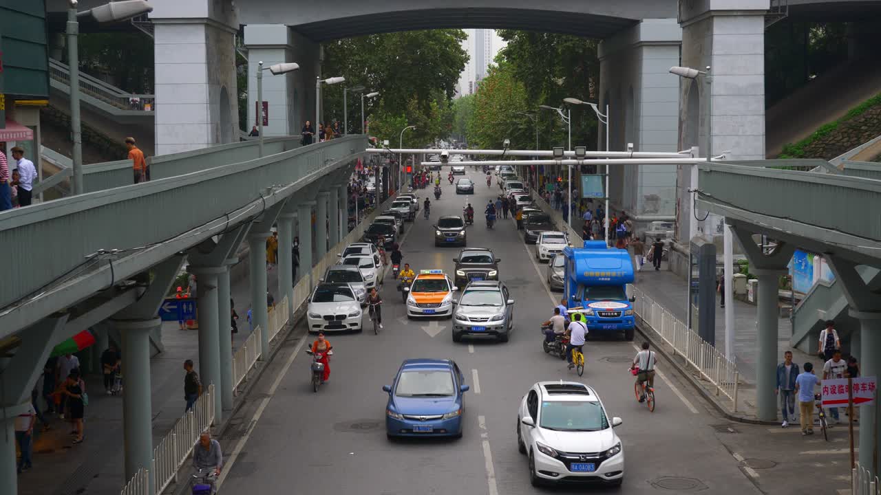 우한 시 교통 스트리트 브릿지 파노라마 4k