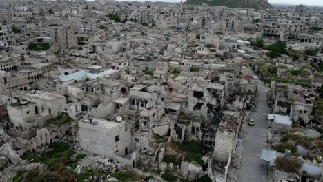 aleppo in syria under the sunlight. we can see the city all over the horizon - aerial view with a drone 4k