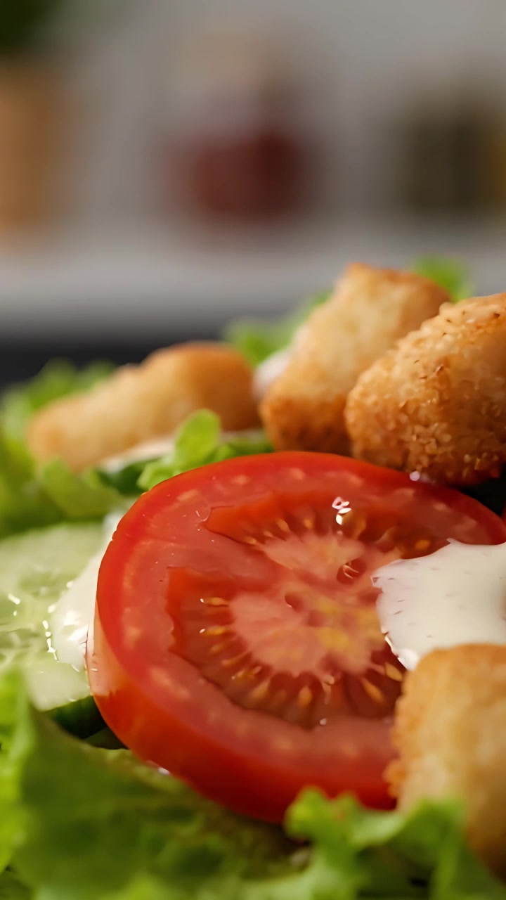 Insalata Fresca e Salutare su Sfondo Sfocato 4K