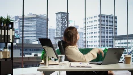 determined businesswoman coming up with ways to increase company profit