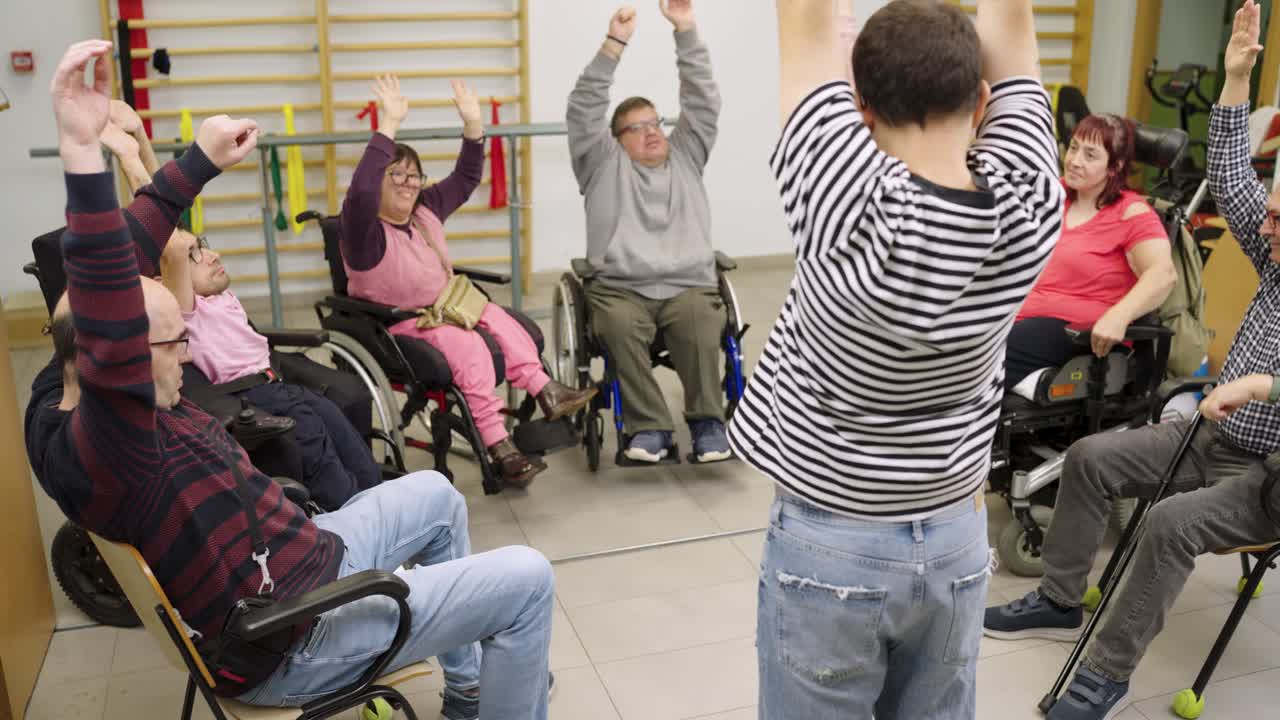 Group Exercise Session with People in Wheelchairs