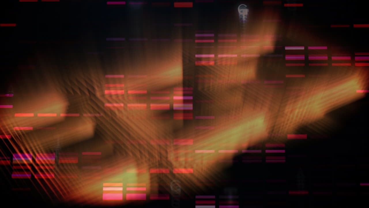 animación del procesamiento de datos brillantes con marcadores sobre la cuadrícula