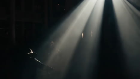 spotlight in a dark building