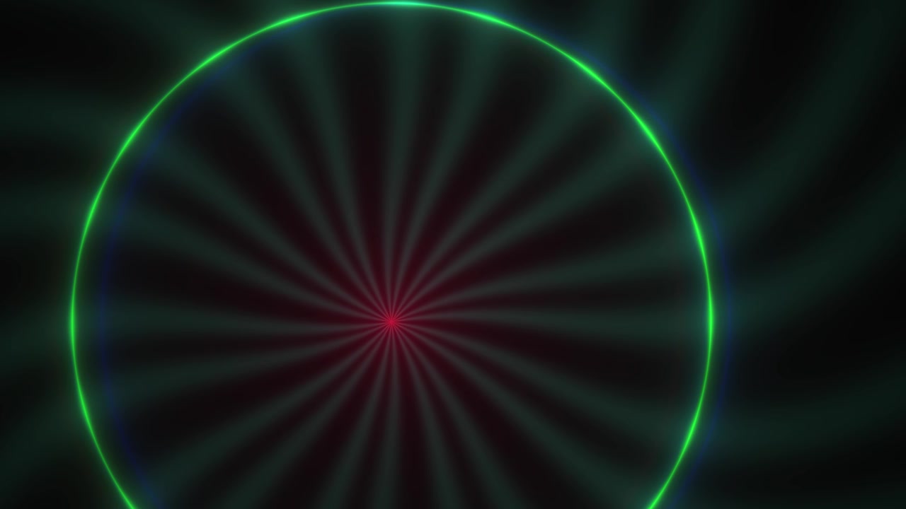 Dynamic Abstract Animation of a Glowing Circle and Radial Rays