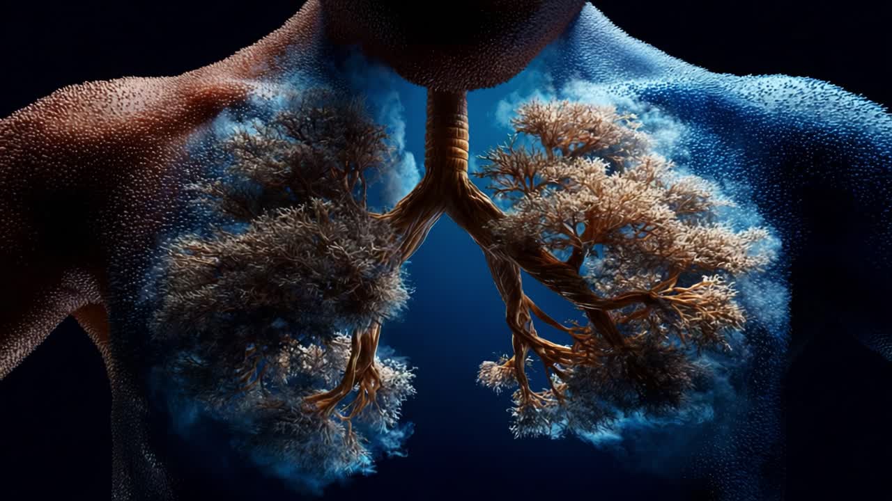 A Creative Representation of Life and Breath: A Human Figure Transformed with Lush Greenery Forming Lungs, Symbolizing Nature’s Vital Connection to Our Existence and Well-being