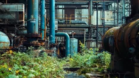 a large industrial plant with lots of pipes and valves