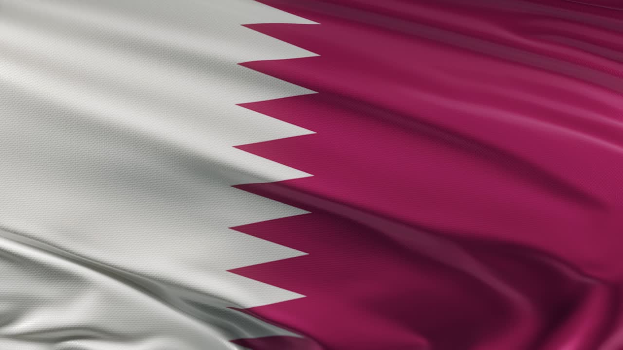 Bandiera del Qatar che sventola al vento, animazione 3D in loop continuo. Risoluzione 4K