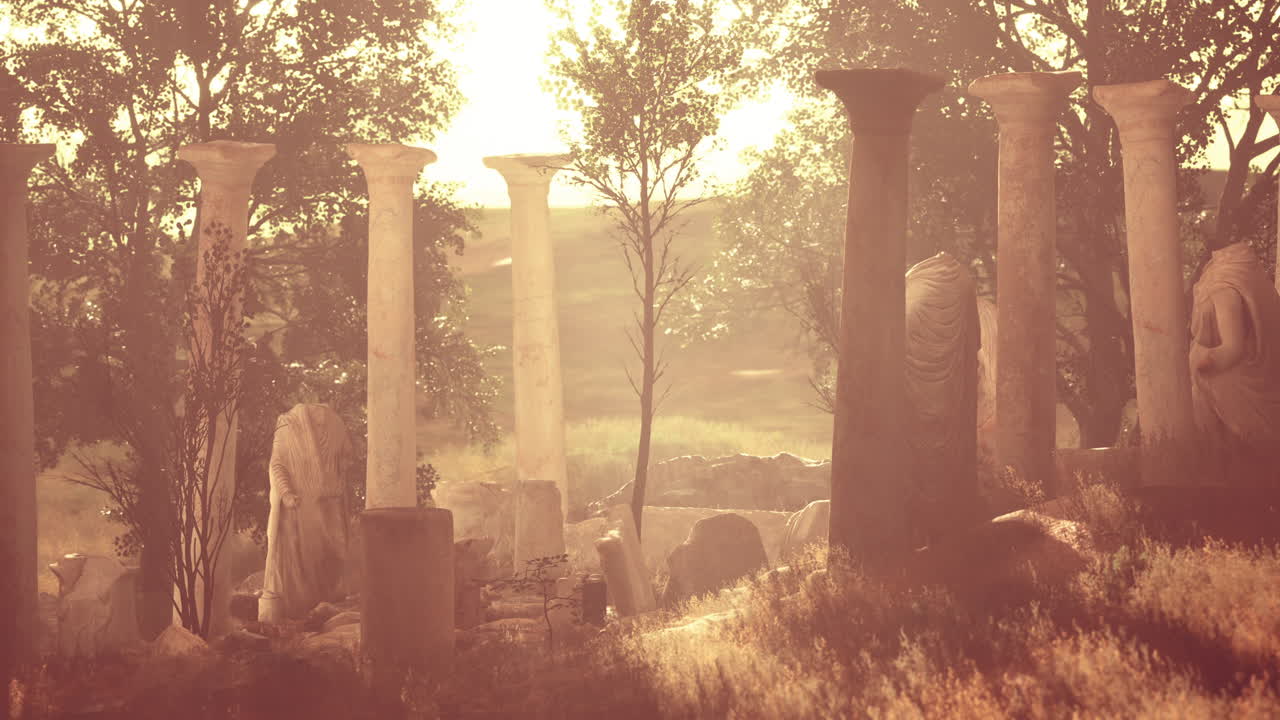 antiguas ruinas romanas con estatuas rotas