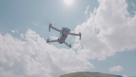 drone flying over mountains