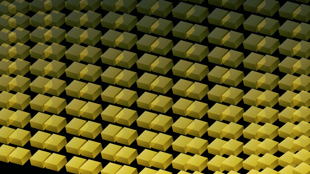 Abstract Animation of Yellow Cubes Moving in a Grid Pattern