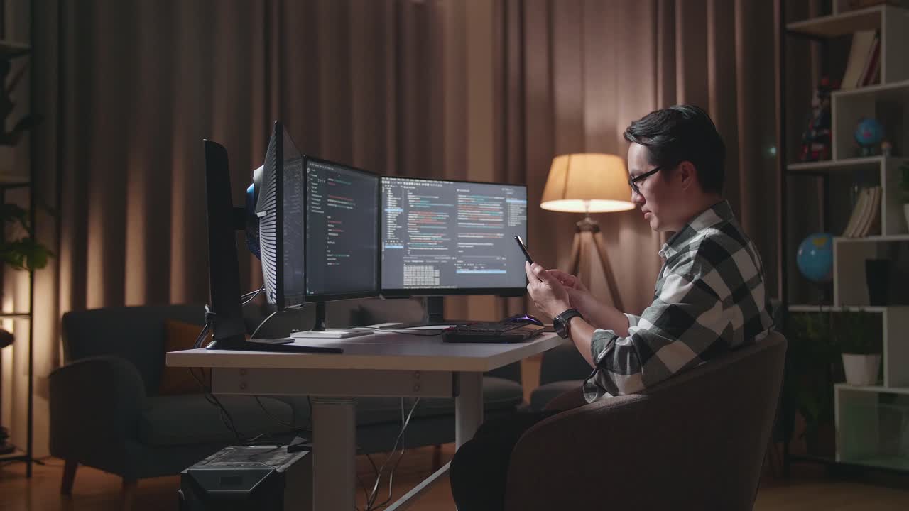 Programmer Working Late at Night