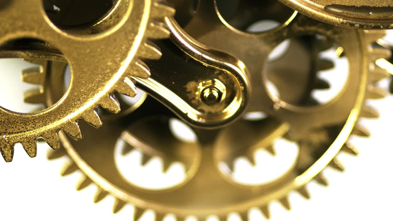Close Up Gears Turning in Working Mechanism