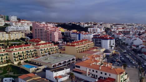 drone shot over the town of ericeira, portugal