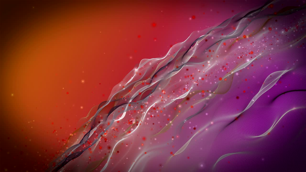 animación futurista con objeto de onda y partículas de brillo en cámara lenta, 4096x2304 bucle 4k