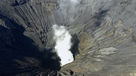 Stunning-Aerial-Video-from-the-mouth-of-Mt-Bromo-Volcano,-East-Java,-Indonesia
