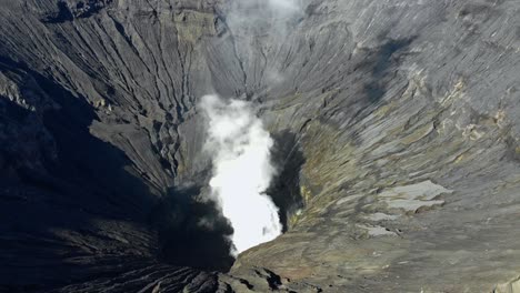 stunning aerial video from the mouth of mt bromo volcano, east java, indonesia