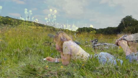 woman lying on the grass