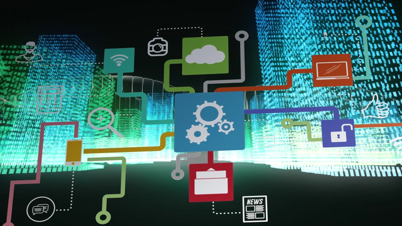 Animation of data processing over moving screens