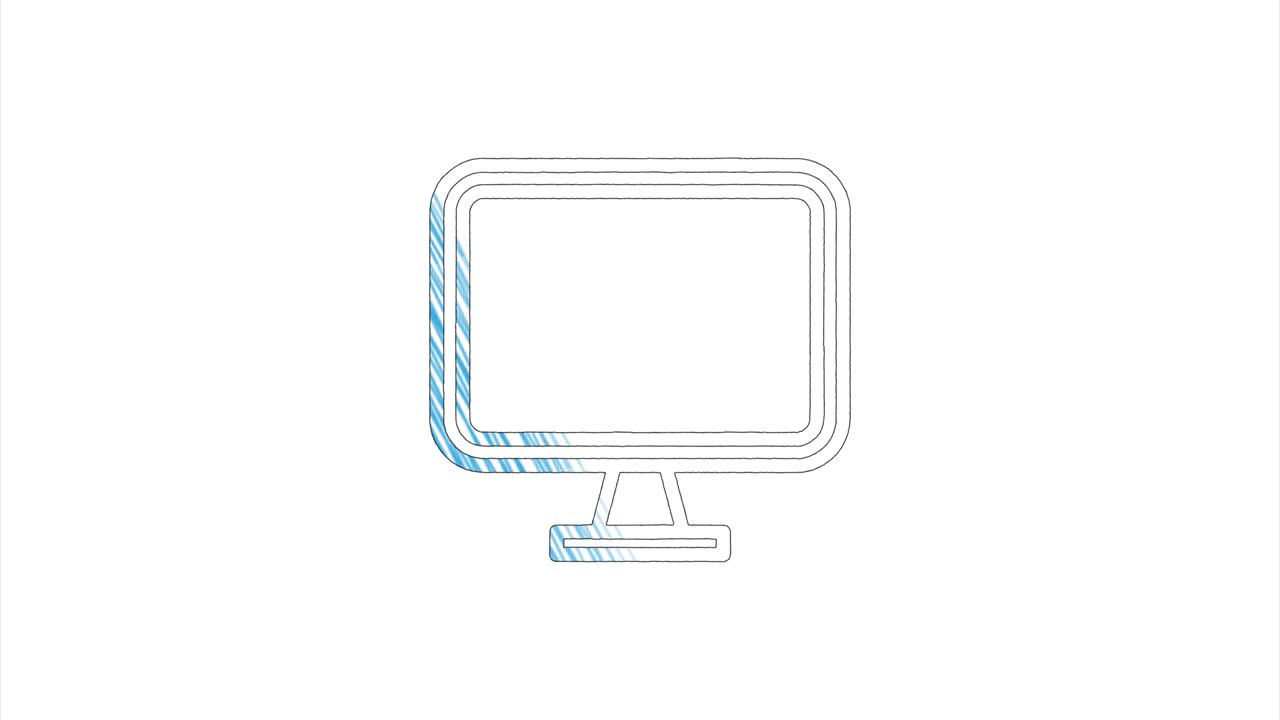 icono de computadora en el estilo de dibujo a mano. gráficos de movimiento