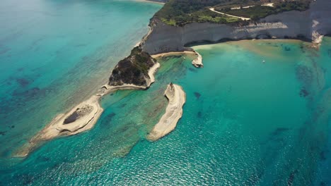 dynamic, panoramic shot of cape drastis, corfu, greece