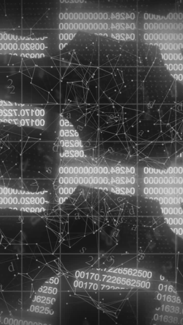 animación digital de la cadena de seguridad y la red de conexiones contra un fondo negro
