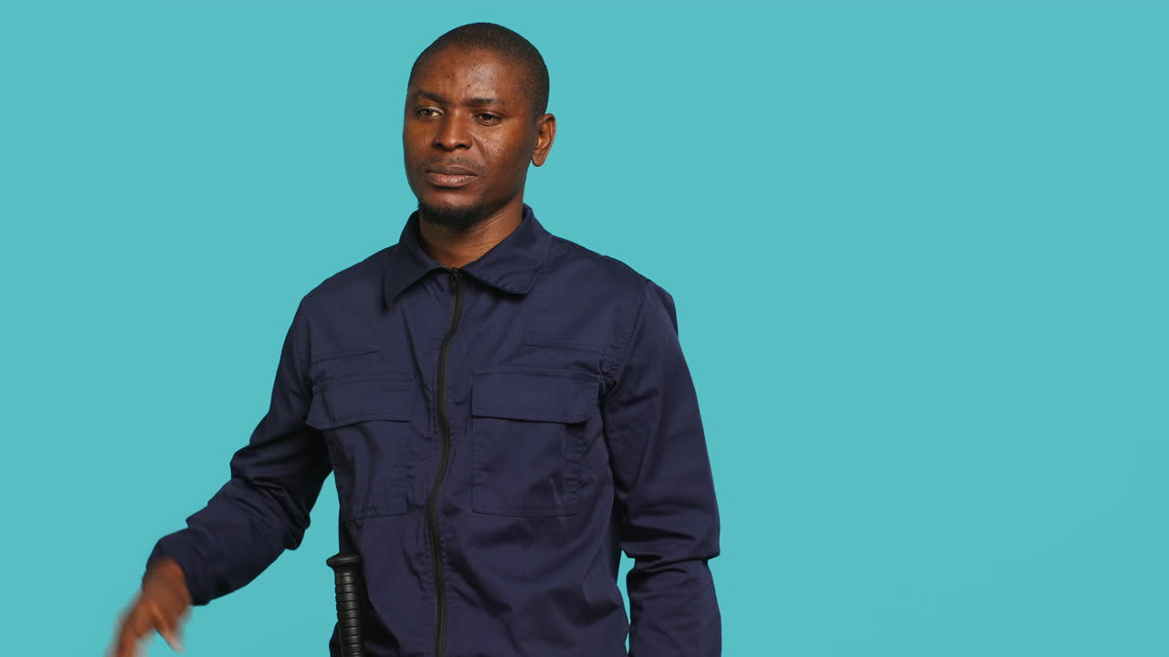 Private law enforcement worker doing greeting gesturing