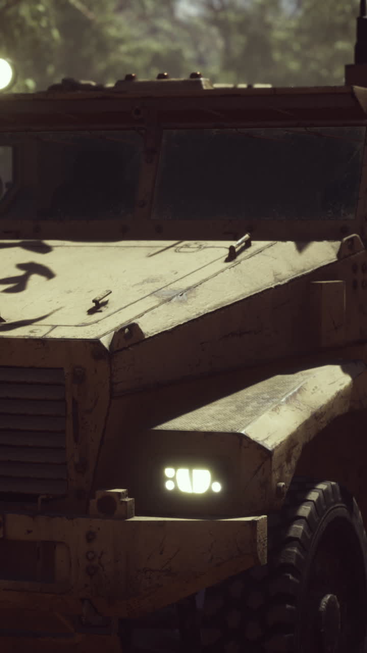 군사 차량의 클로즈업