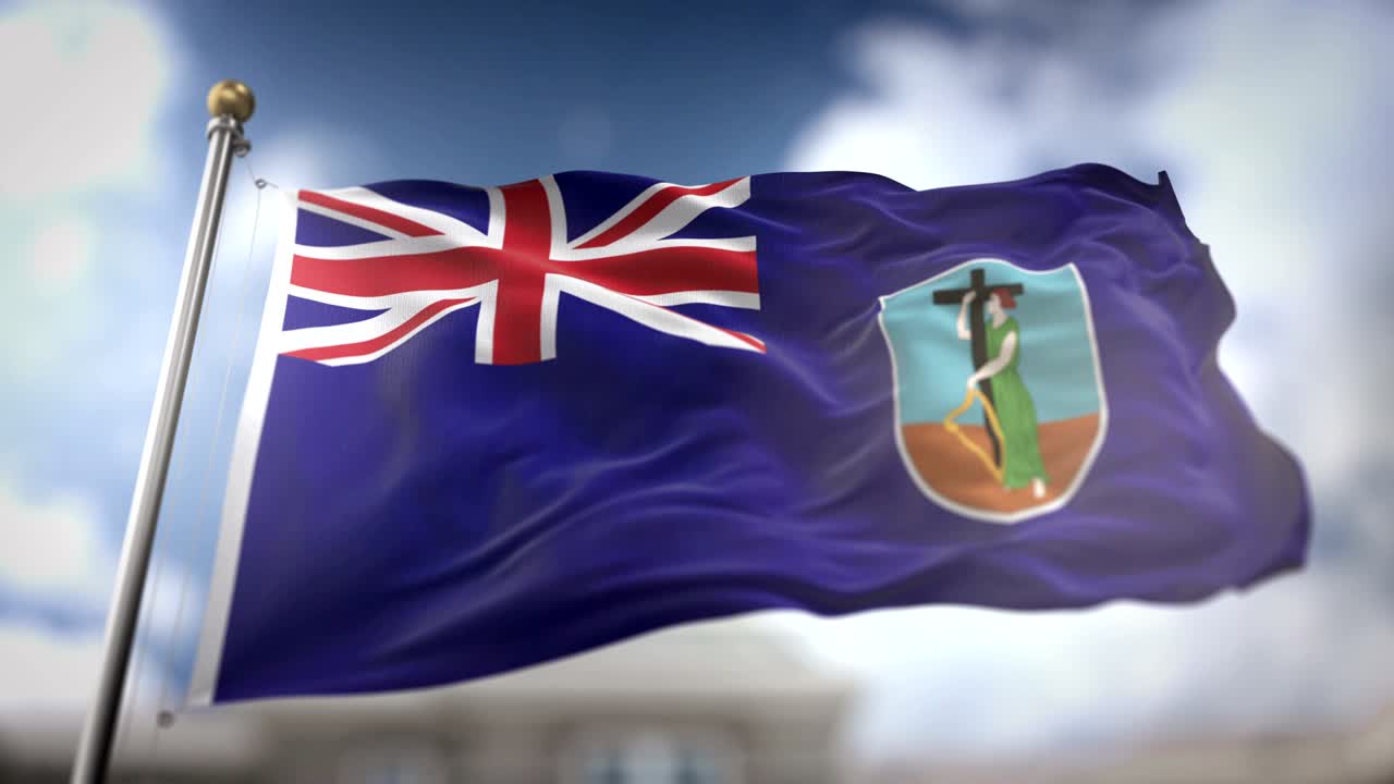 몬테세라트 발을 흔들고 있는 느린 동작 3d 렌더링 파란 하늘 배경 - 원활한 루프 4k