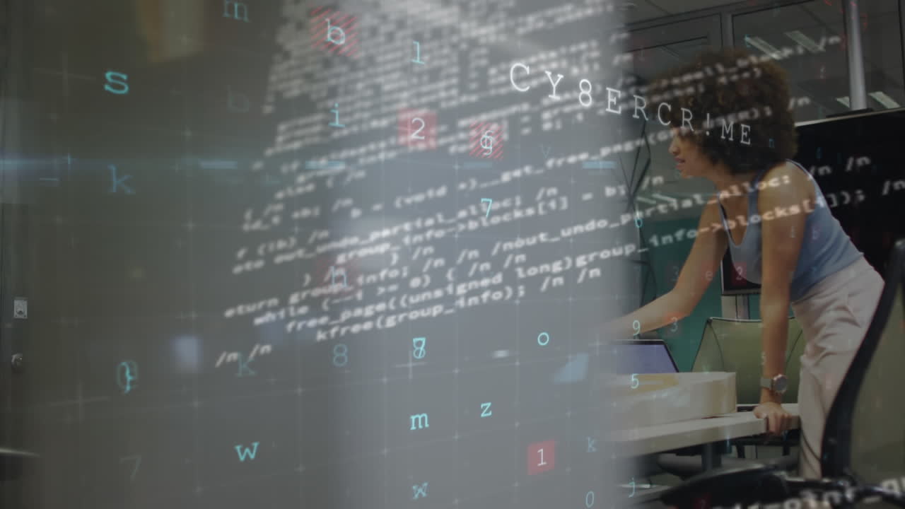 animación del procesamiento de datos sobre diversas personas de negocios en la oficina