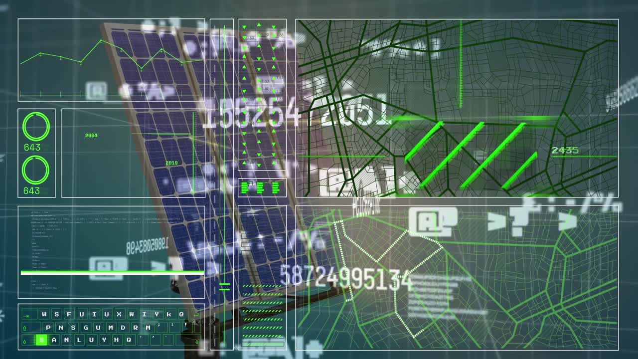Animation of solar panels over data processing