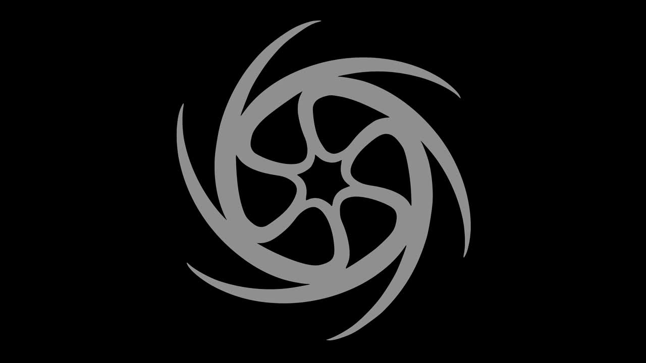 Graphic object in black and white with stroboscopic and hypnotic effect, which rotates clockwise decreasing the size from full screen to disappearing in the center, in 16: 9 video format