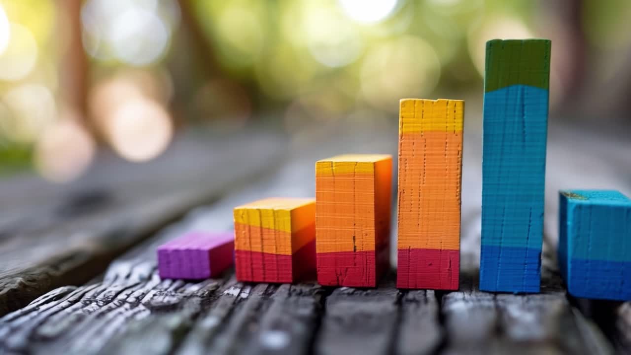 Colorful wooden block growth chart