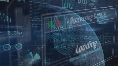 Animation of financial data processing over globe