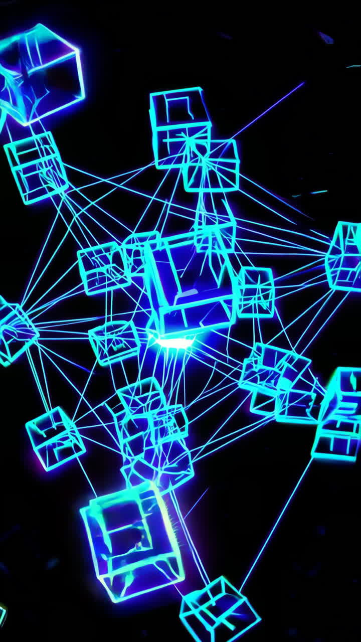 Glowing Blue Cube Network