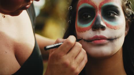 applying sugar skull makeup