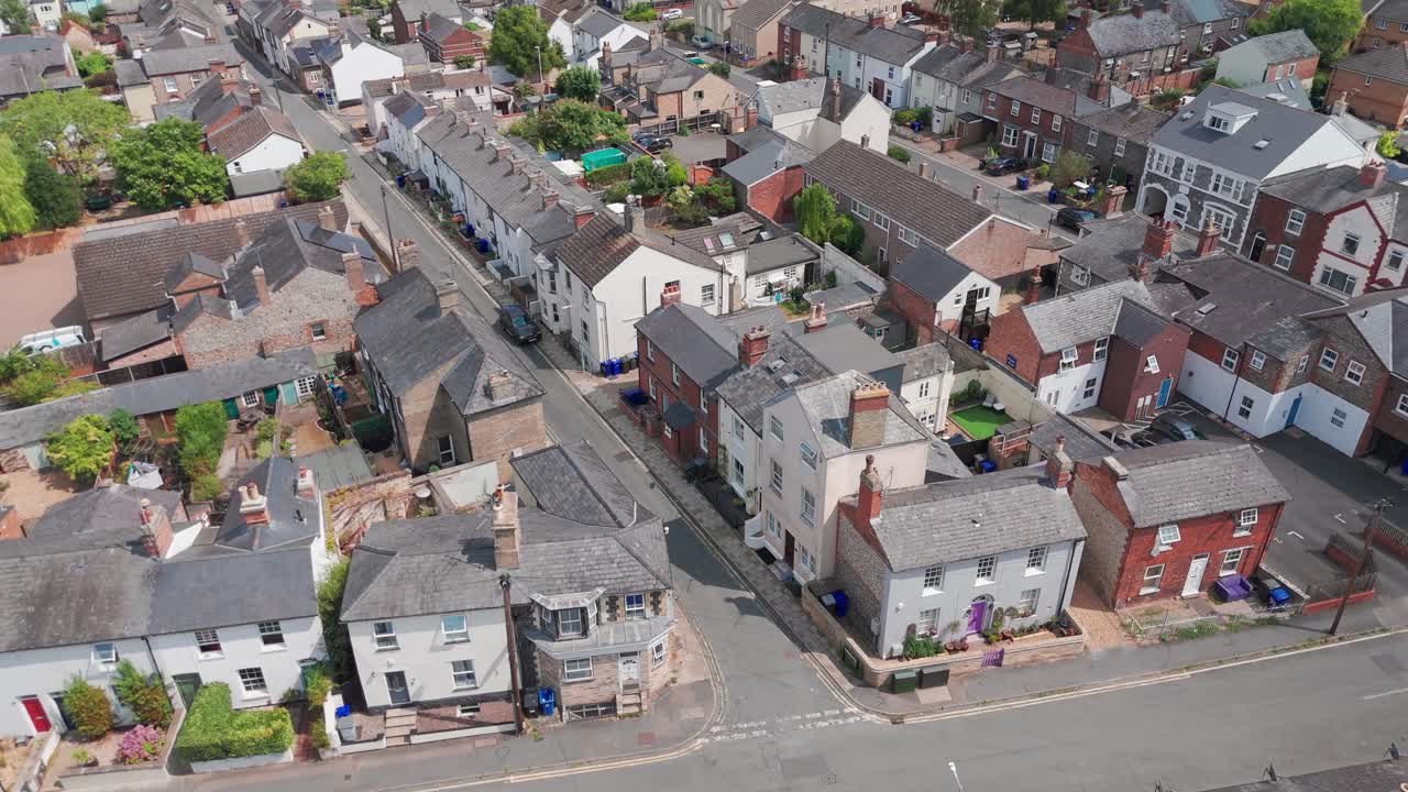 Homes council estate neighbourhood Newmarket England United Kingdom aerial drone