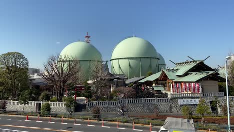 gas tank in japan, tokyo landscape