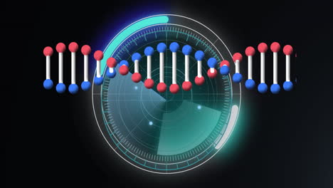 animation of dna strand spinning and data processing