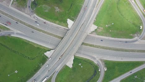 aerial view of a complex highway intersection