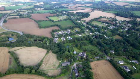 french rural landscape and cultivated wheat fields in brittany, france