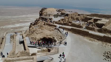 aerial view of masada, in judea desert, israel.