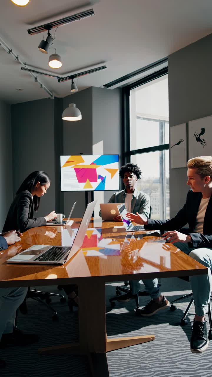 Diverse Business Professionals Collaborating in a Modern Office Meeting Room