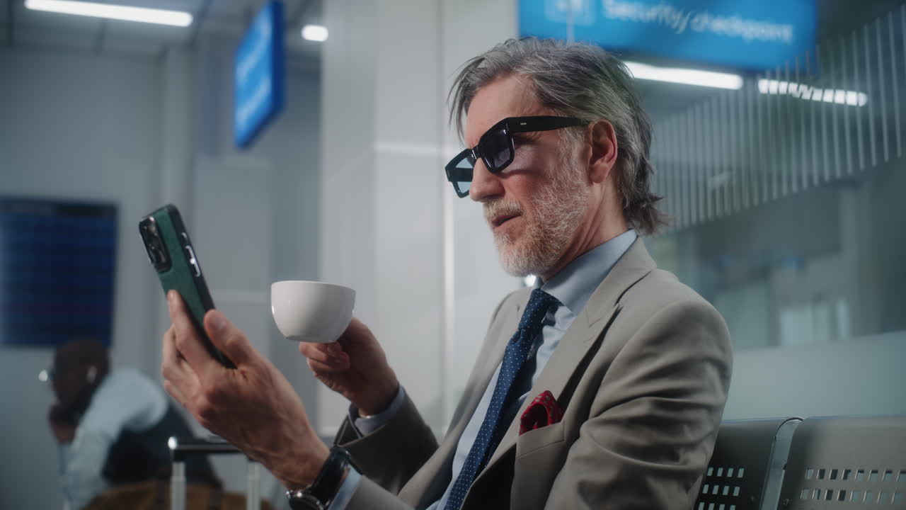 Businessman Waiting at Airport Terminal