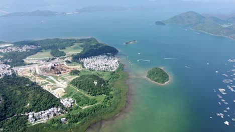 hong kong tseng tau tsuen casas frente al mar, vista aérea