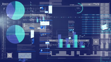 digital interface with data processing against black background