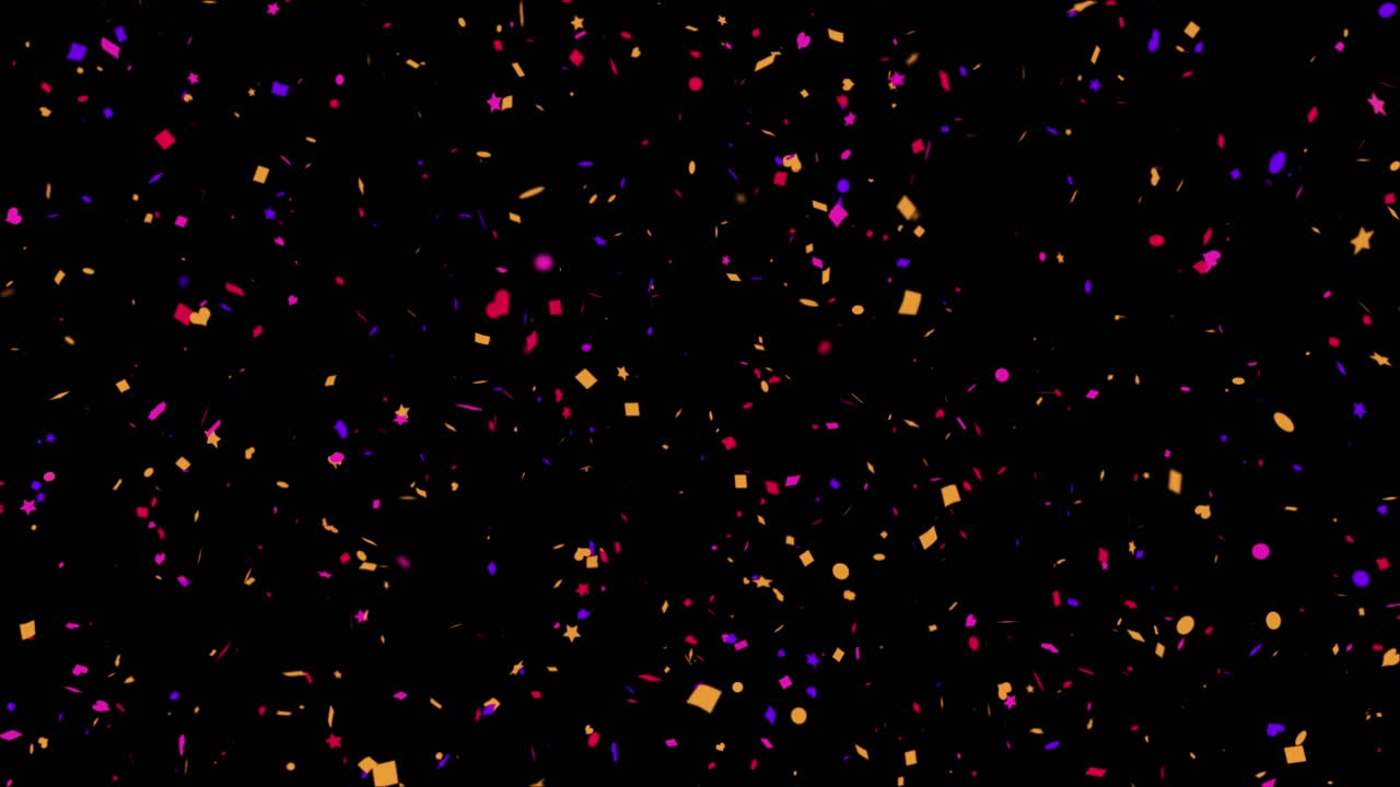 coloridas partículas de confeti aisladas explosiones popper cayendo 4k animación canal alfa mate